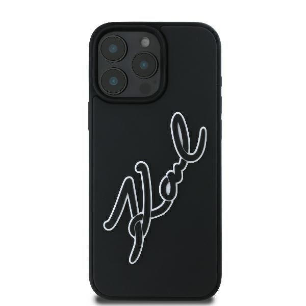 Kotelo Apple iPhone 16 Prolle, Karl Lagerfeld, 3D Rubber Signature, Musta