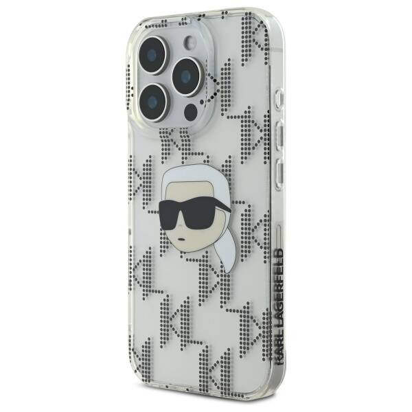 Kotelo Apple iPhone 16 Prolle, Karl Lagerfeld, IML Luxury Electroplated Karl's Head, Läpinäkyvä
