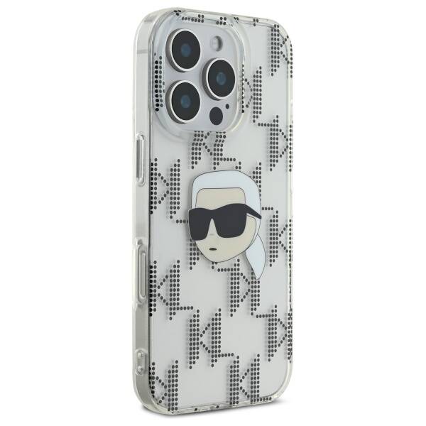 Kotelo Apple iPhone 16 Prolle, Karl Lagerfeld, IML Luxury Electroplated Karl's Head, Läpinäkyvä