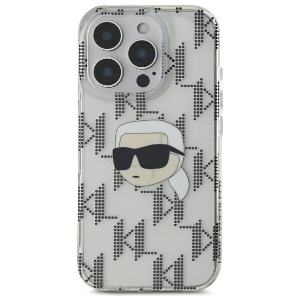 Kotelo Apple iPhone 16 Prolle, Karl Lagerfeld, IML Luxury Electroplated Karl's Head, Läpinäkyvä