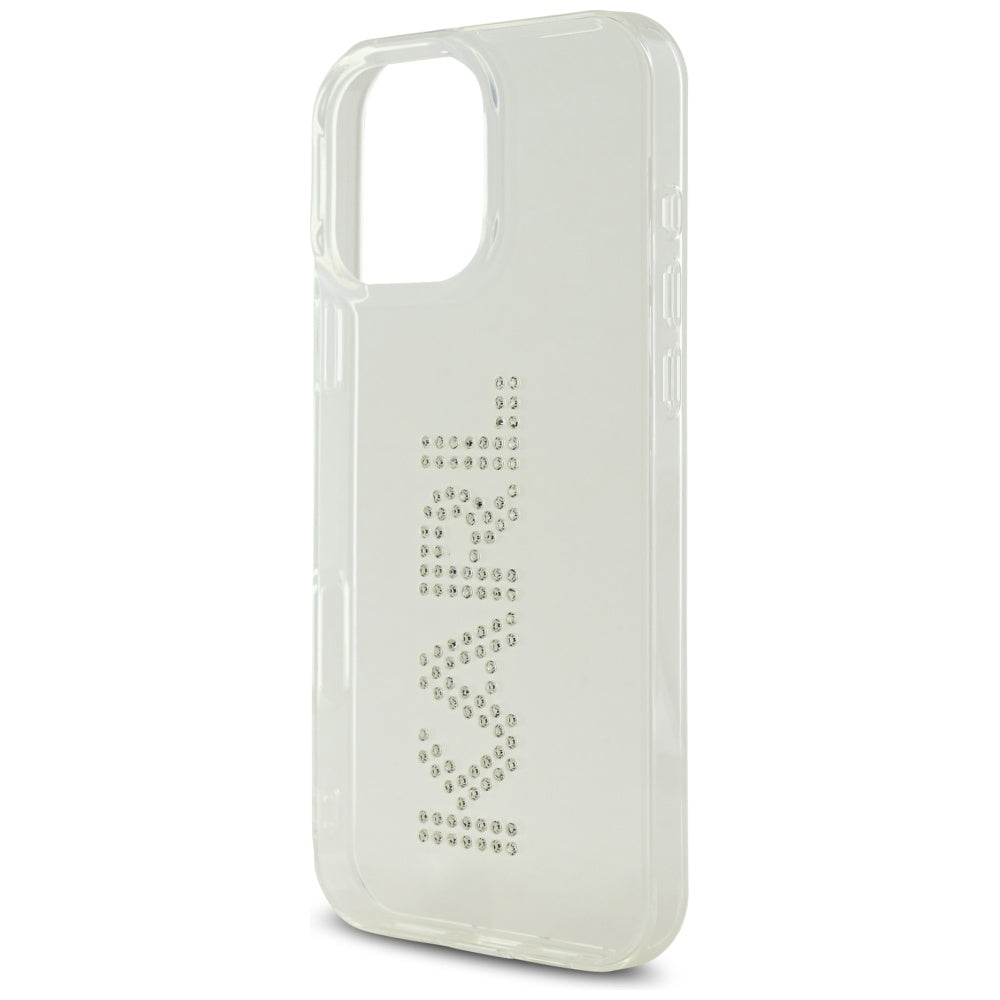 Kotelo Apple iPhone 16 Prolle, Karl Lagerfeld, IML Rhinestones Transparent Logo, Läpinäkyvä