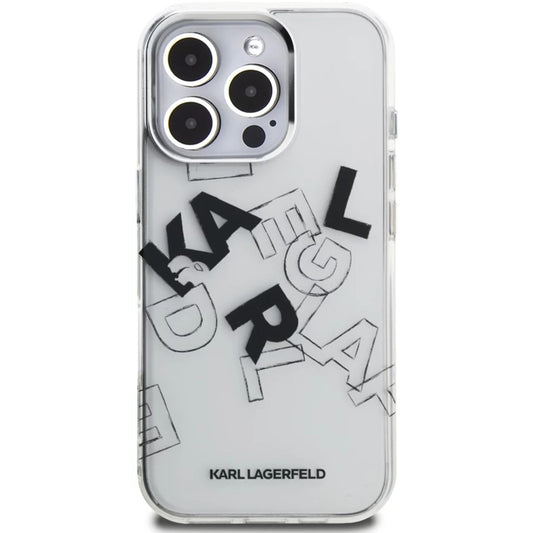 Kotelo Apple iPhone 16 Prolle, Karl Lagerfeld, IML Sketched Graphic Logo, Läpinäkyvä