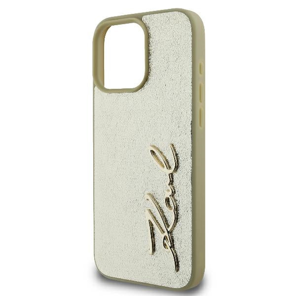 Kotelo Apple iPhone 16 Prolle, Karl Lagerfeld, Metal Signature, Kultainen