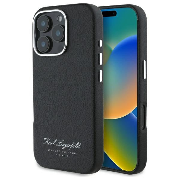 Kotelo Apple iPhone 16 Prolle, Karl Lagerfeld, RSG, Musta