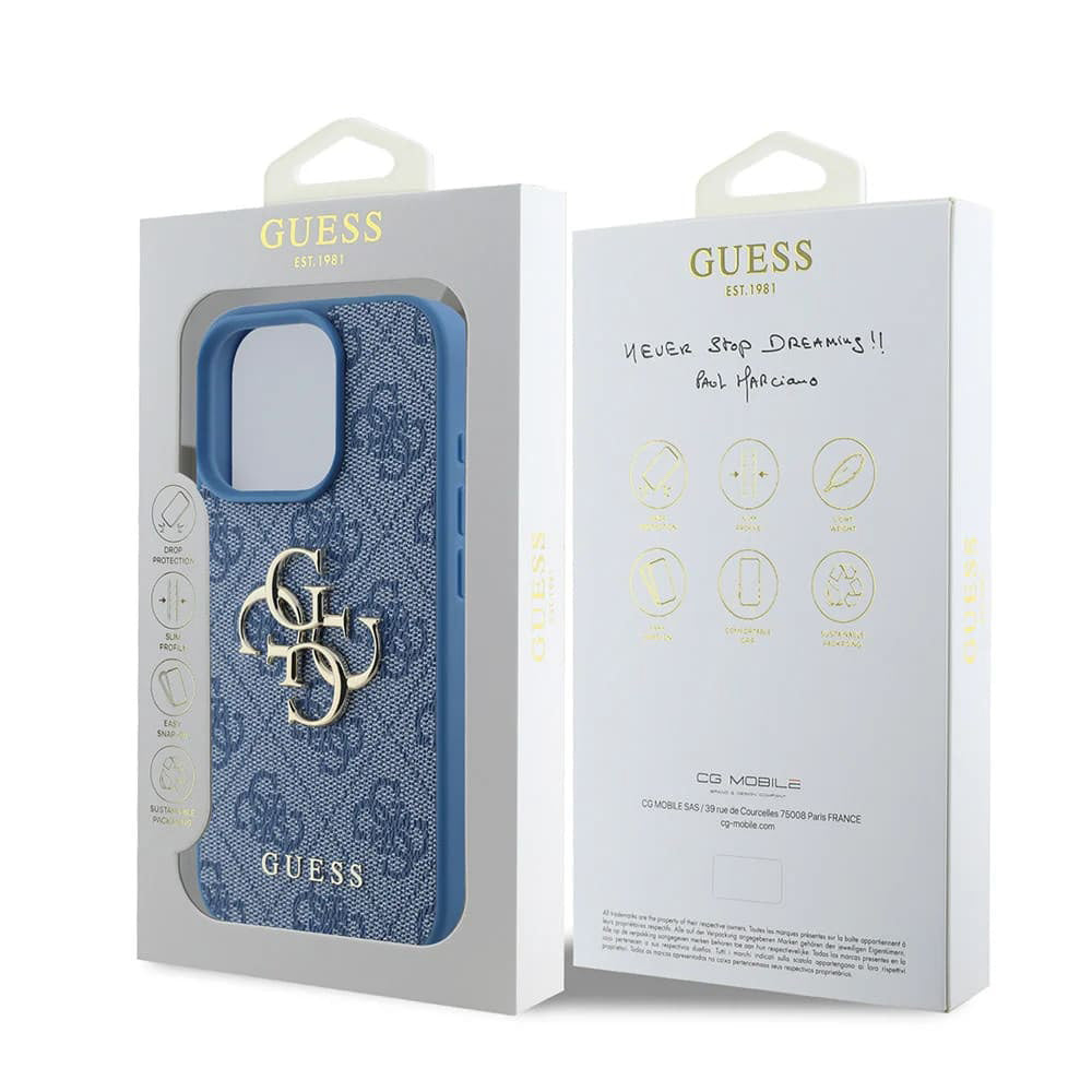 Kotelo Apple iPhone 16 Pro Maxille, Guess, 4G Big Logo, Sininen