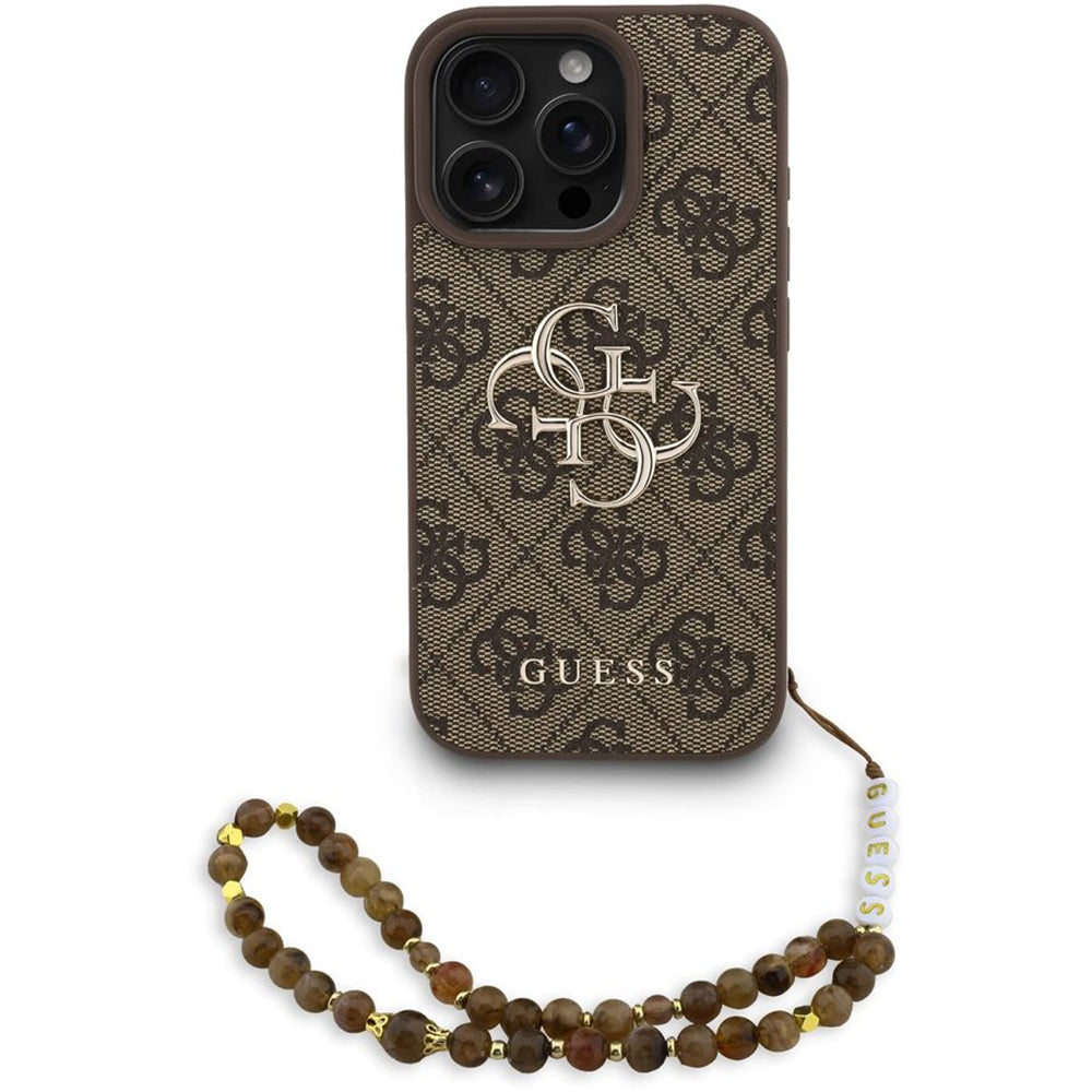 Suojakotelo Apple iPhone 16 Pro Max, Guess, 4G Classic Logo with Strap, Ruskea
