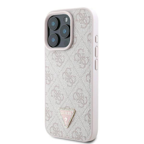 Kotelo Apple iPhone 16 Pro Maxille, Guess, Crossbody 4G Triangle Strass, Pinkki