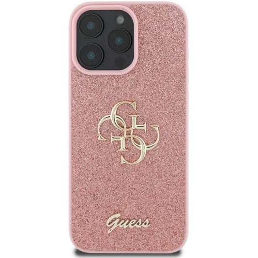 Suojakotelo Apple iPhone 16 Pro Max, Guess, Fixed Glitter Big 4G, Pinkki