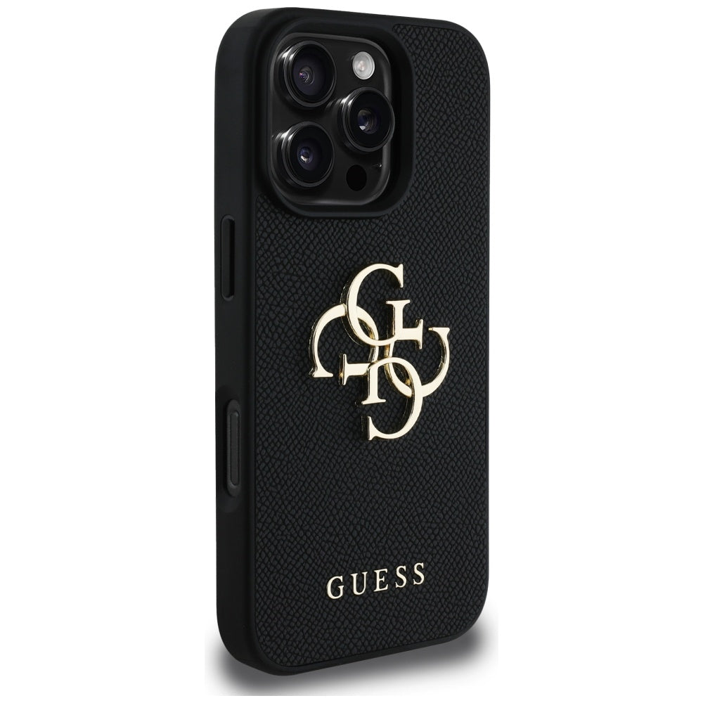 Kotelo Apple iPhone 16 Pro Max:lle, Guess, Grained Big 4G Logo Small Classic Logo, Musta