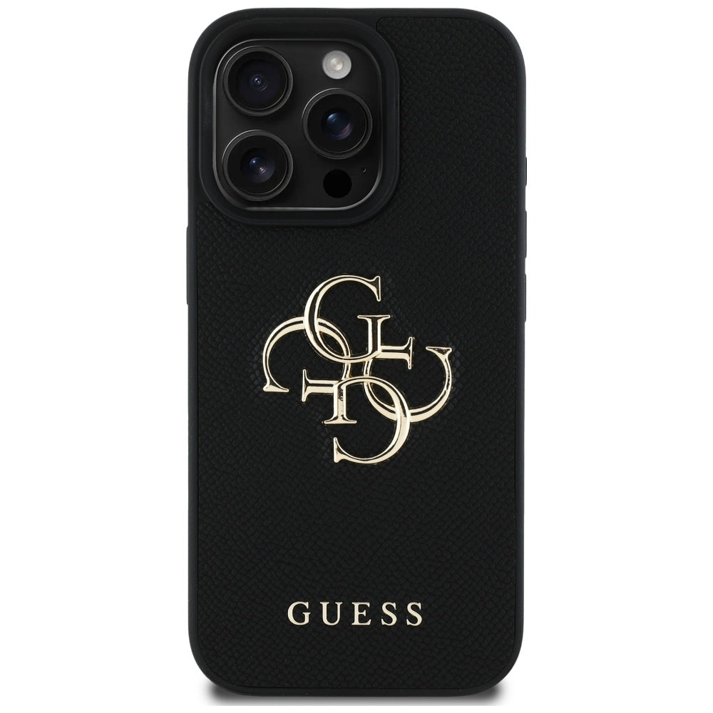 Kotelo Apple iPhone 16 Pro Max:lle, Guess, Grained Big 4G Logo Small Classic Logo, Musta