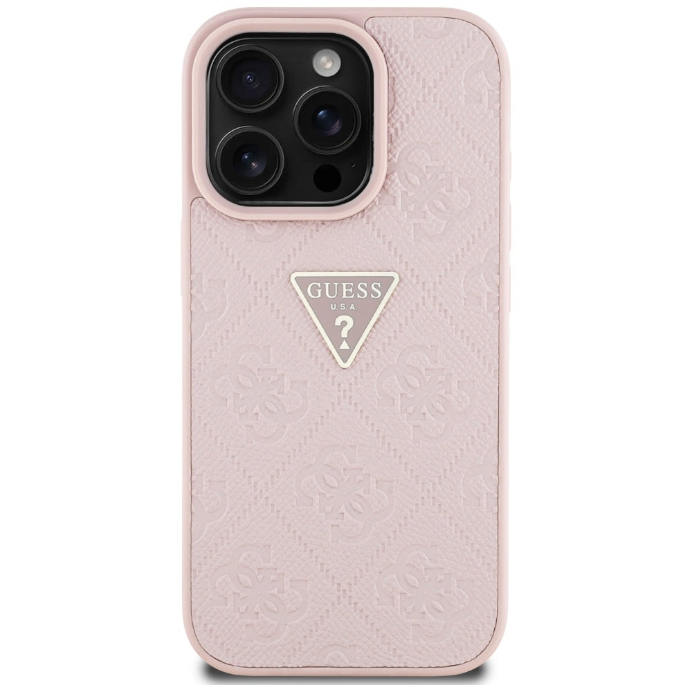 Suojakotelo Apple iPhone 16 Pro Maxille, Guess, Hot Stamp 4G Pattern Triangle Logo, Pinkki