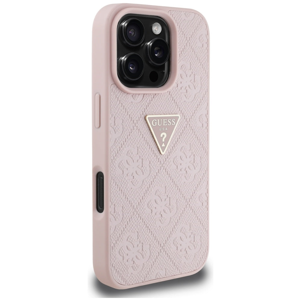 Suojakotelo Apple iPhone 16 Pro Maxille, Guess, Hot Stamp 4G Pattern Triangle Logo, Pinkki