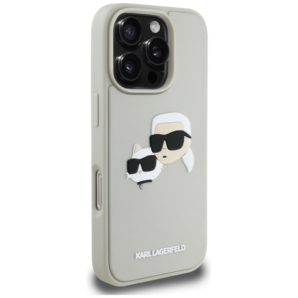Kotelo Apple iPhone 16 Pro Max:lle, Karl Lagerfeld, 3D Rubber Karl & Choupette, Beige