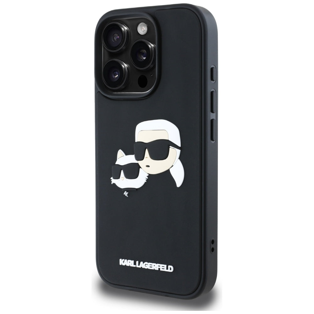 Kotelo Apple iPhone 16 Pro Max:lle, Karl Lagerfeld, 3D Rubber Karl & Choupette, Musta