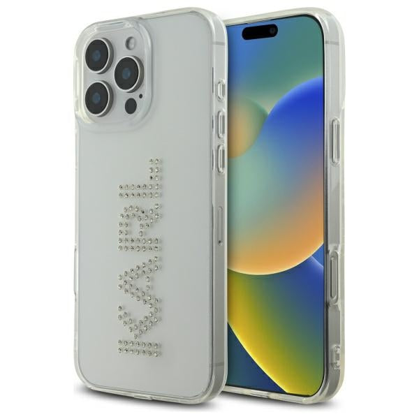 Kotelo Apple iPhone 16 Pro Max:lle, Karl Lagerfeld, IML Rhinestones Transparent Logo, Läpinäkyvä
