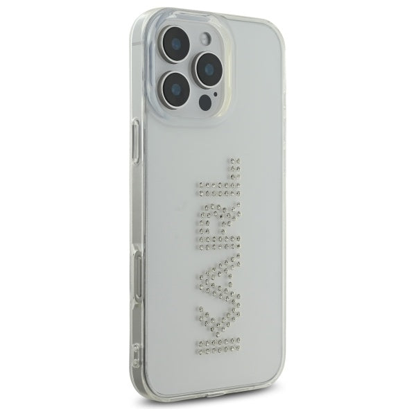 Kotelo Apple iPhone 16 Pro Max:lle, Karl Lagerfeld, IML Rhinestones Transparent Logo, Läpinäkyvä