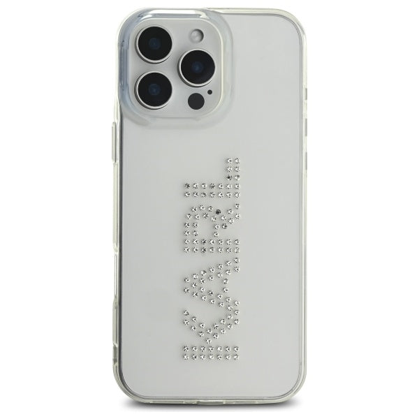 Kotelo Apple iPhone 16 Pro Max:lle, Karl Lagerfeld, IML Rhinestones Transparent Logo, Läpinäkyvä