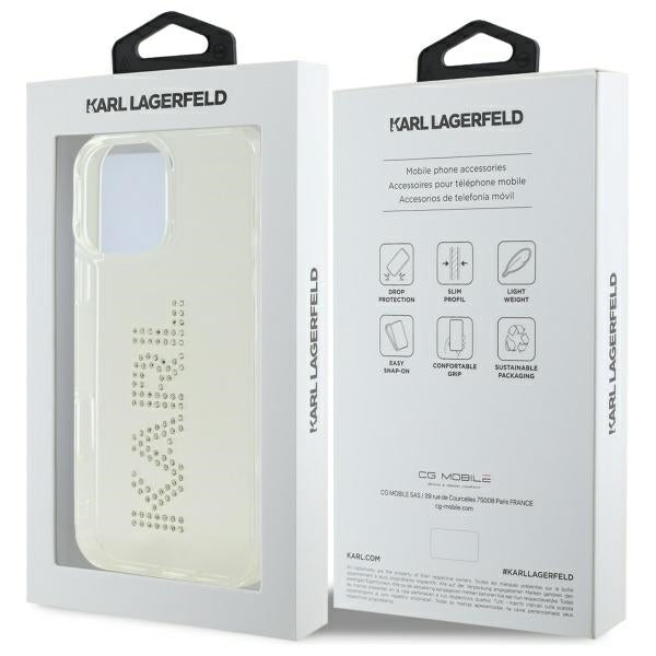Kotelo Apple iPhone 16 Pro Max:lle, Karl Lagerfeld, IML Rhinestones Transparent Logo, Läpinäkyvä