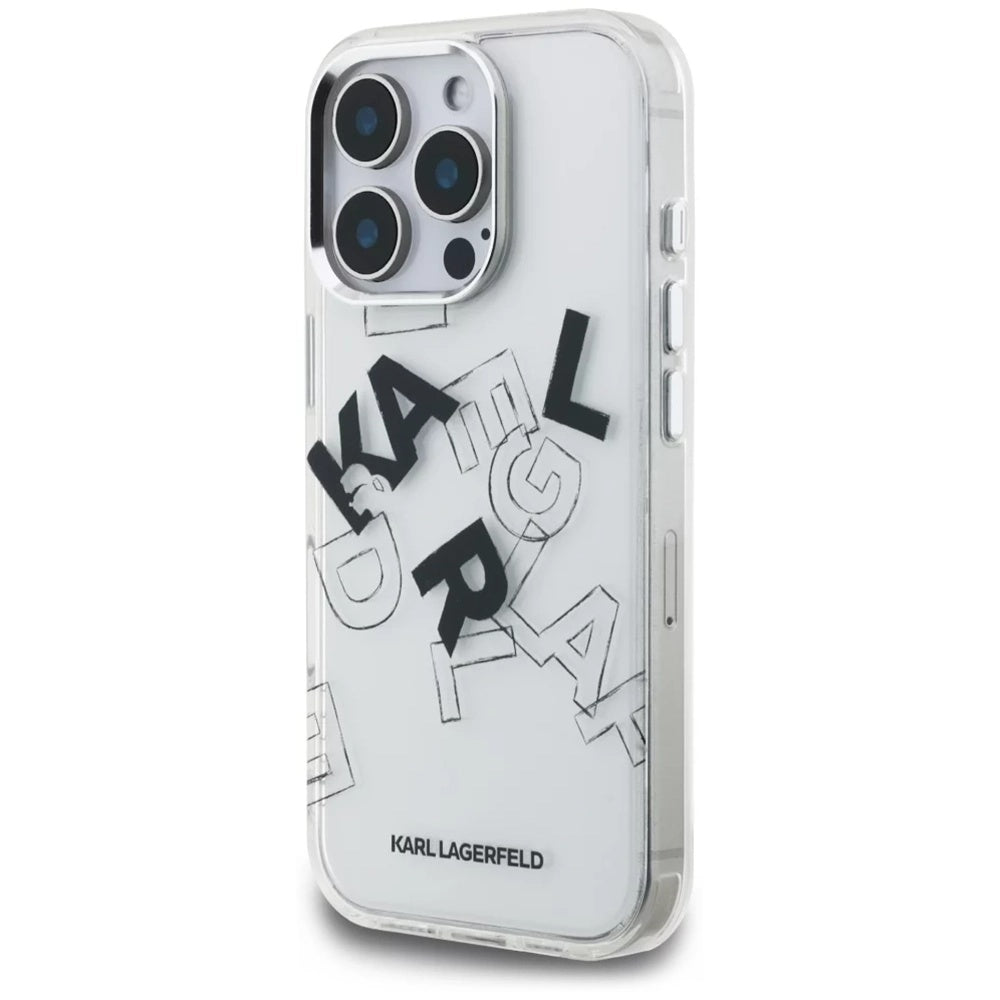 Kotelo Apple iPhone 16 Pro Max:lle, Karl Lagerfeld, IML Sketched Graphic Logo, Läpinäkyvä