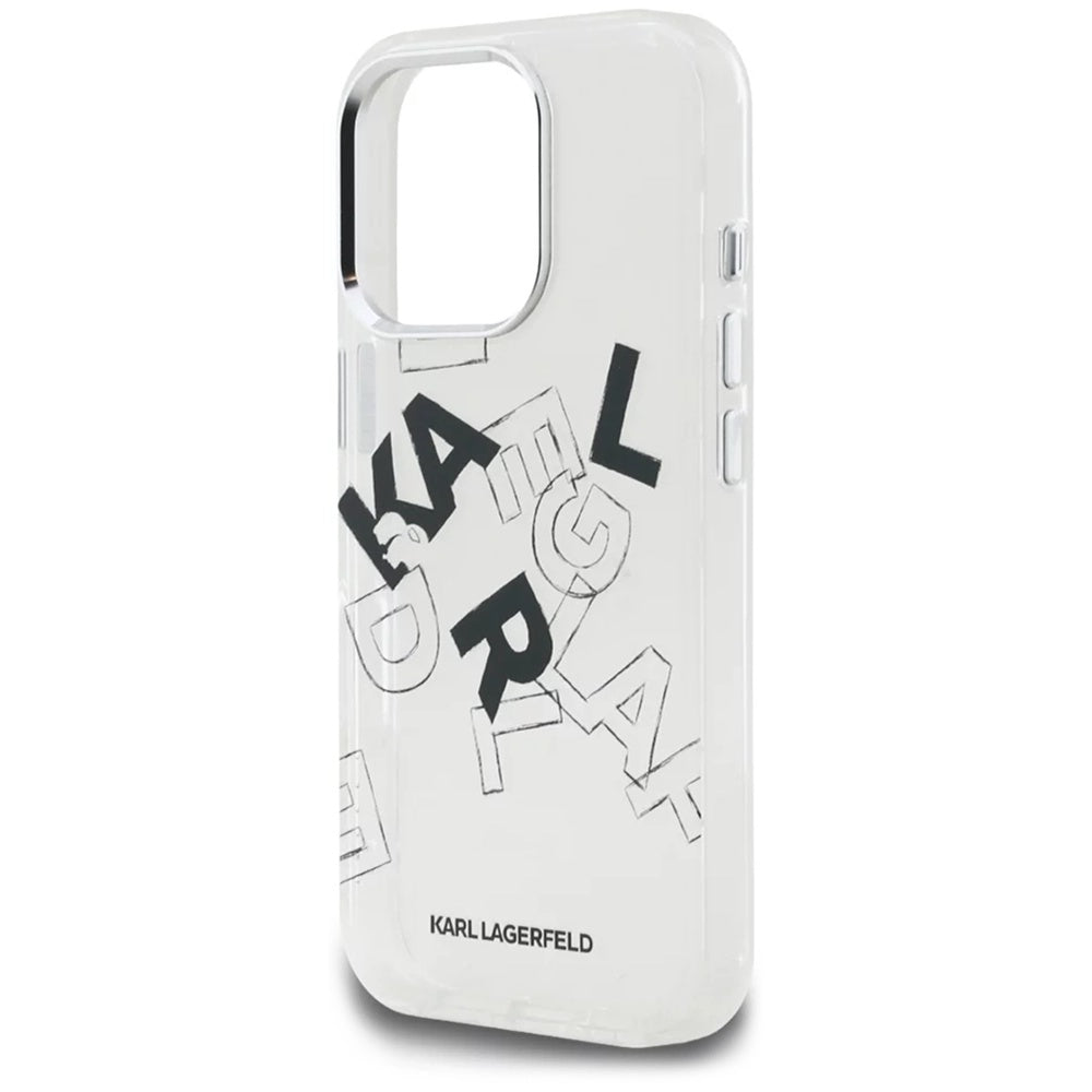 Kotelo Apple iPhone 16 Pro Max:lle, Karl Lagerfeld, IML Sketched Graphic Logo, Läpinäkyvä