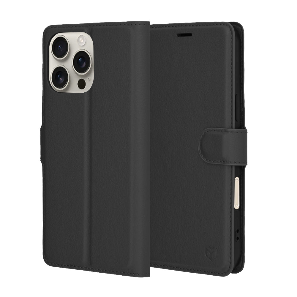 Kotelo Apple iPhone 16 Pro Max:lle, Techsuit, Leather Folio, Musta