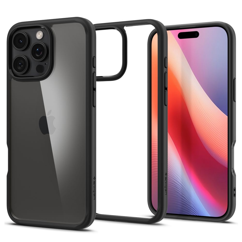 Kuori Apple iPhone 16 Pro:lle, Spigen, Ultra Hybrid, Matta Musta ACS08125