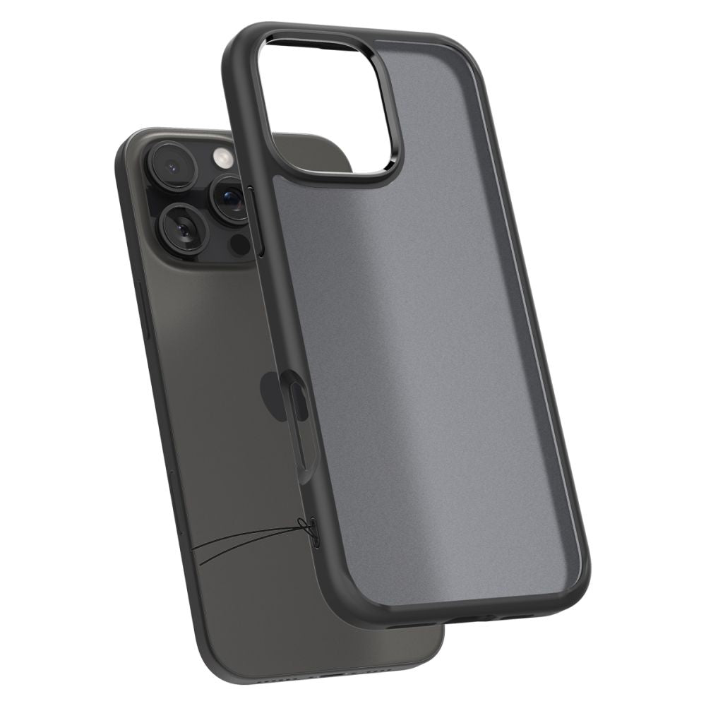Kuori Apple iPhone 16 Pro:lle, Spigen, Ultra Hybrid, Musta satiini ACS08124