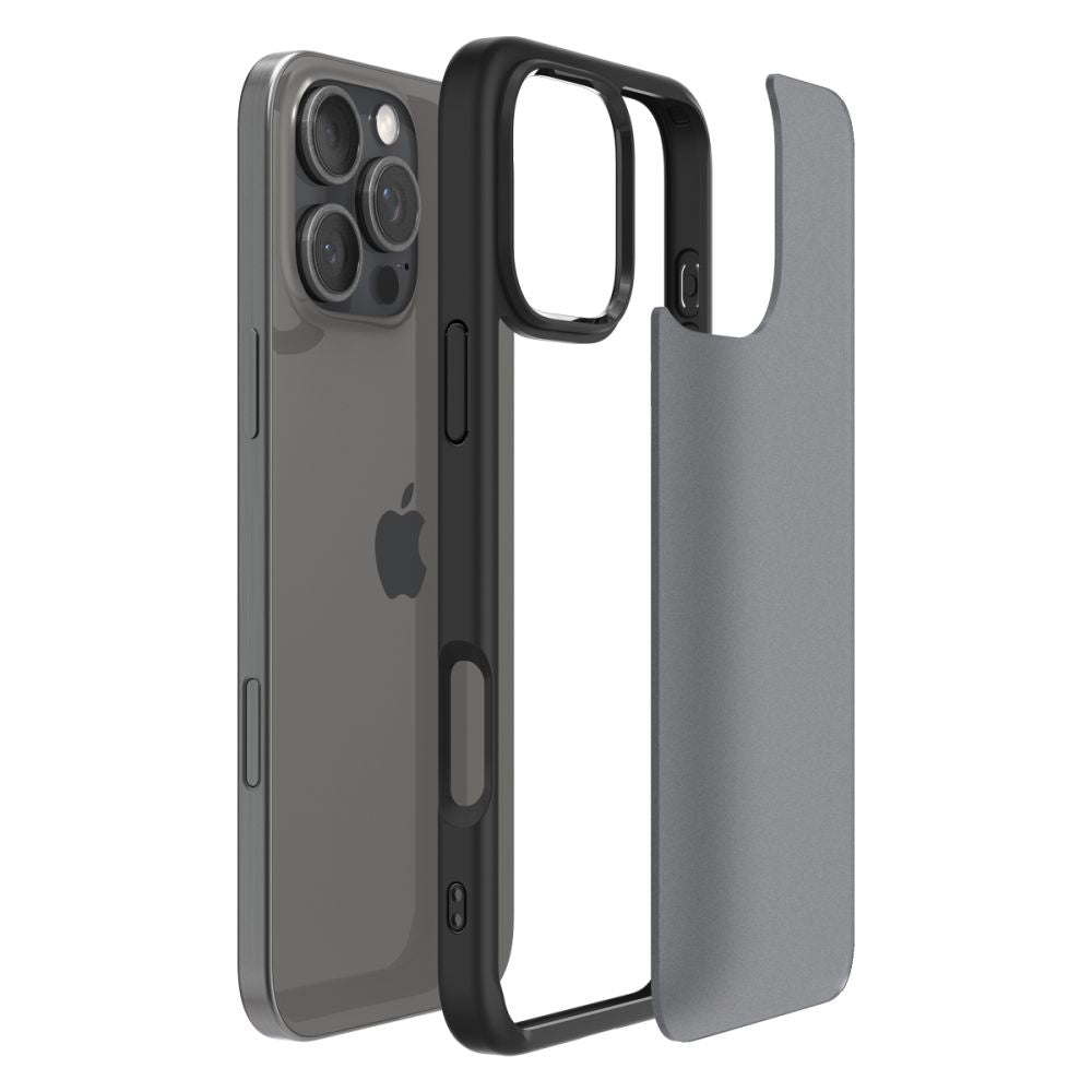 Kuori Apple iPhone 16 Pro:lle, Spigen, Ultra Hybrid, Musta satiini ACS08124