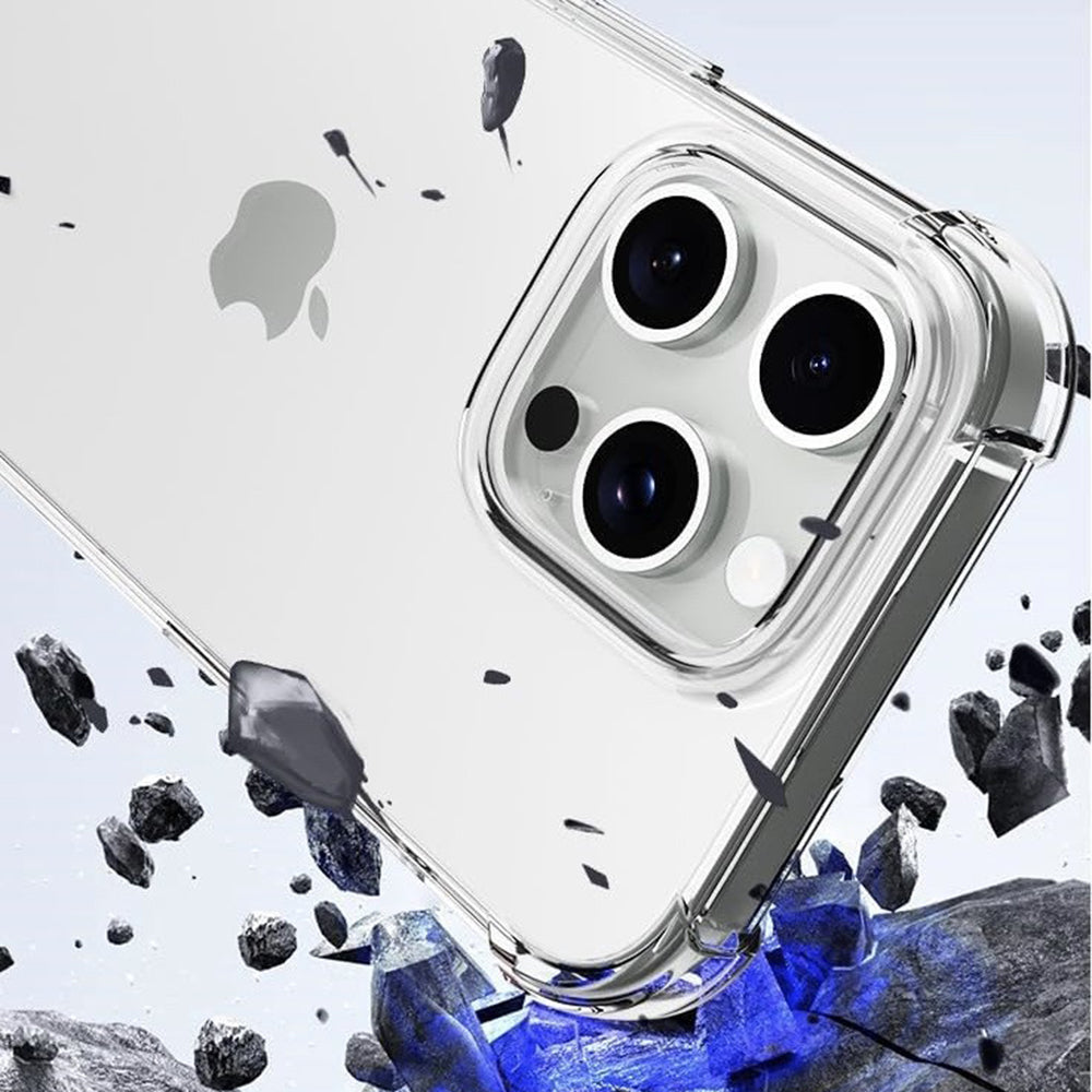 Kuori Apple iPhone 16 Pro:lle, Techsuit, Iskunkestävä Kirkas (Iso Linssin Reikä), Läpinäkyvä