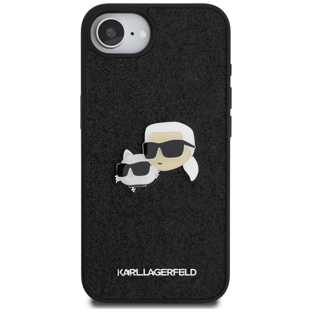 Kotelo Apple iPhone 17e / 16e, Karl Lagerfeld, Glitter Fixed Karl & Choupette's Heads, Musta
