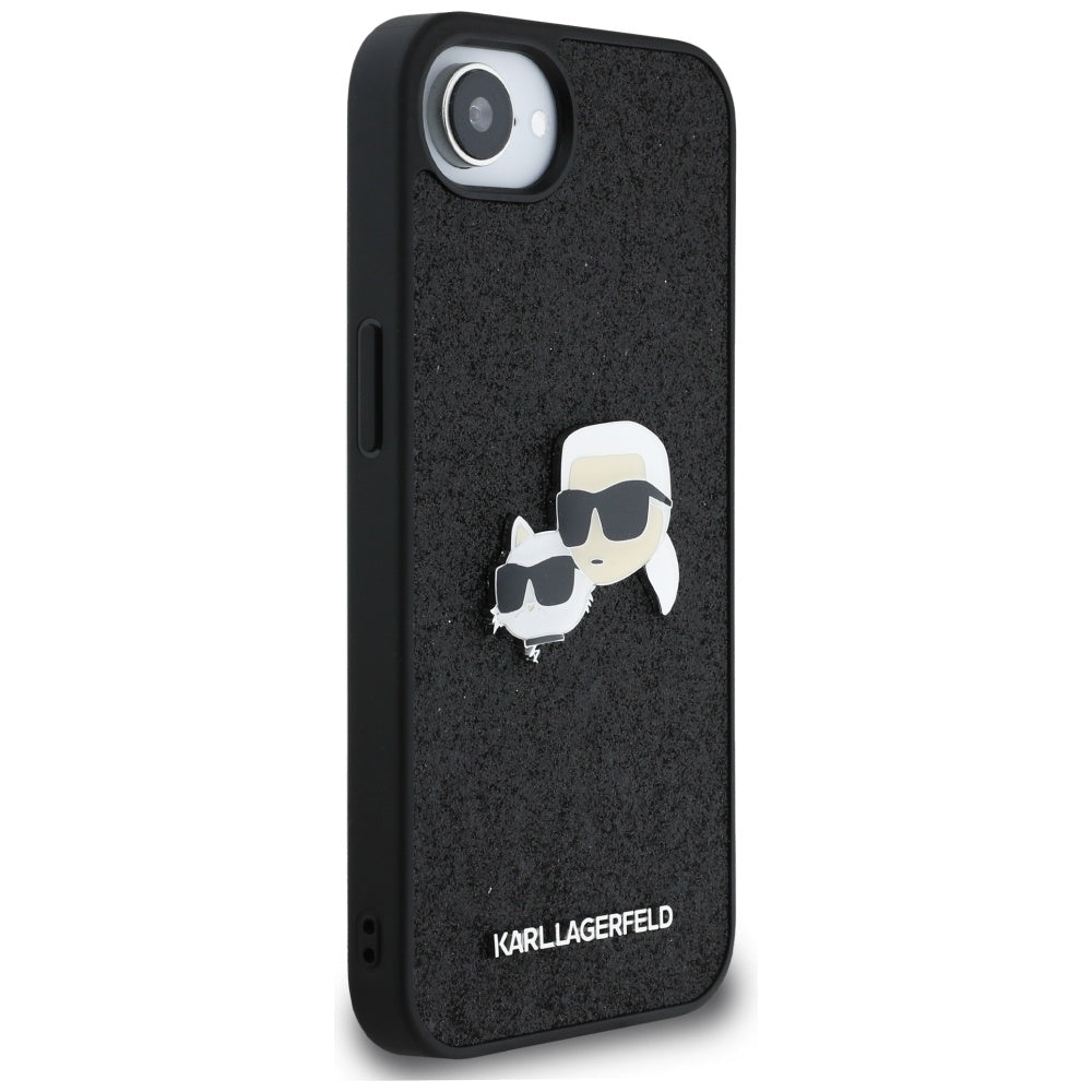 Kotelo Apple iPhone 17e / 16e, Karl Lagerfeld, Glitter Fixed Karl & Choupette's Heads, Musta