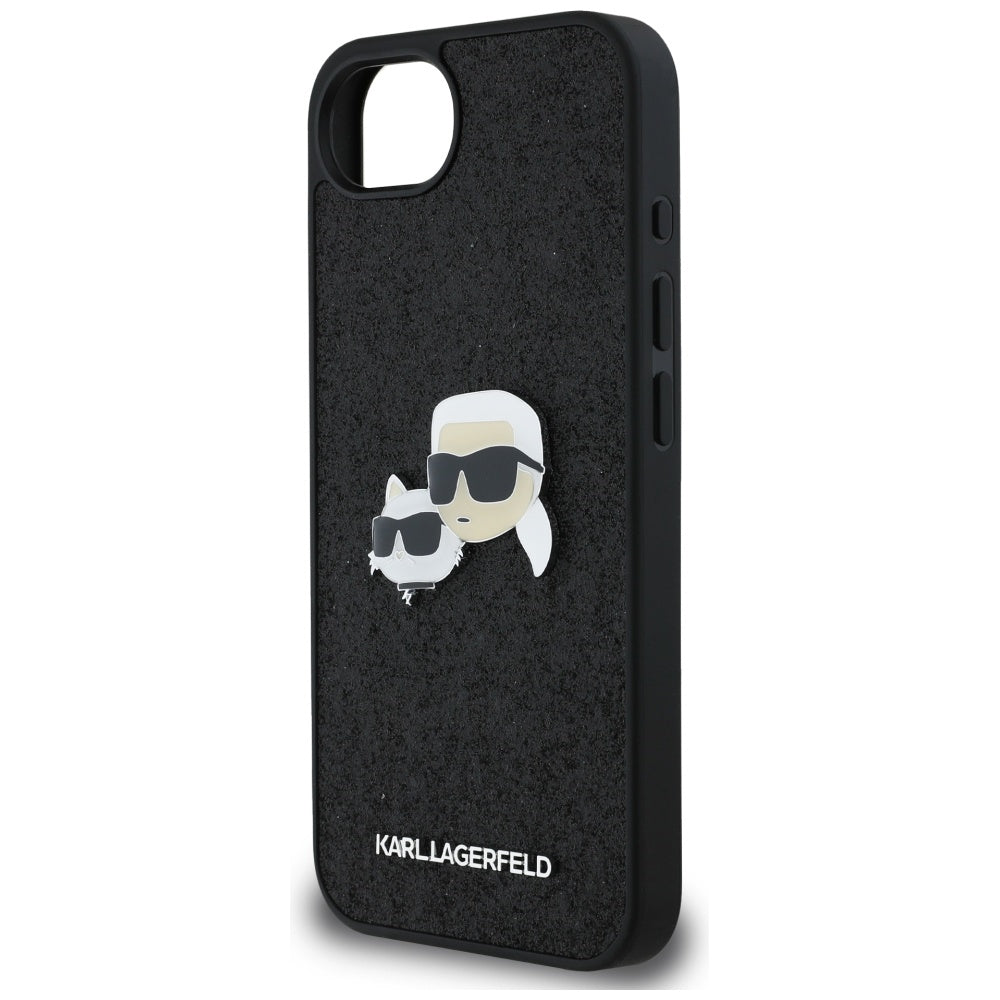 Kotelo Apple iPhone 17e / 16e, Karl Lagerfeld, Glitter Fixed Karl & Choupette's Heads, Musta