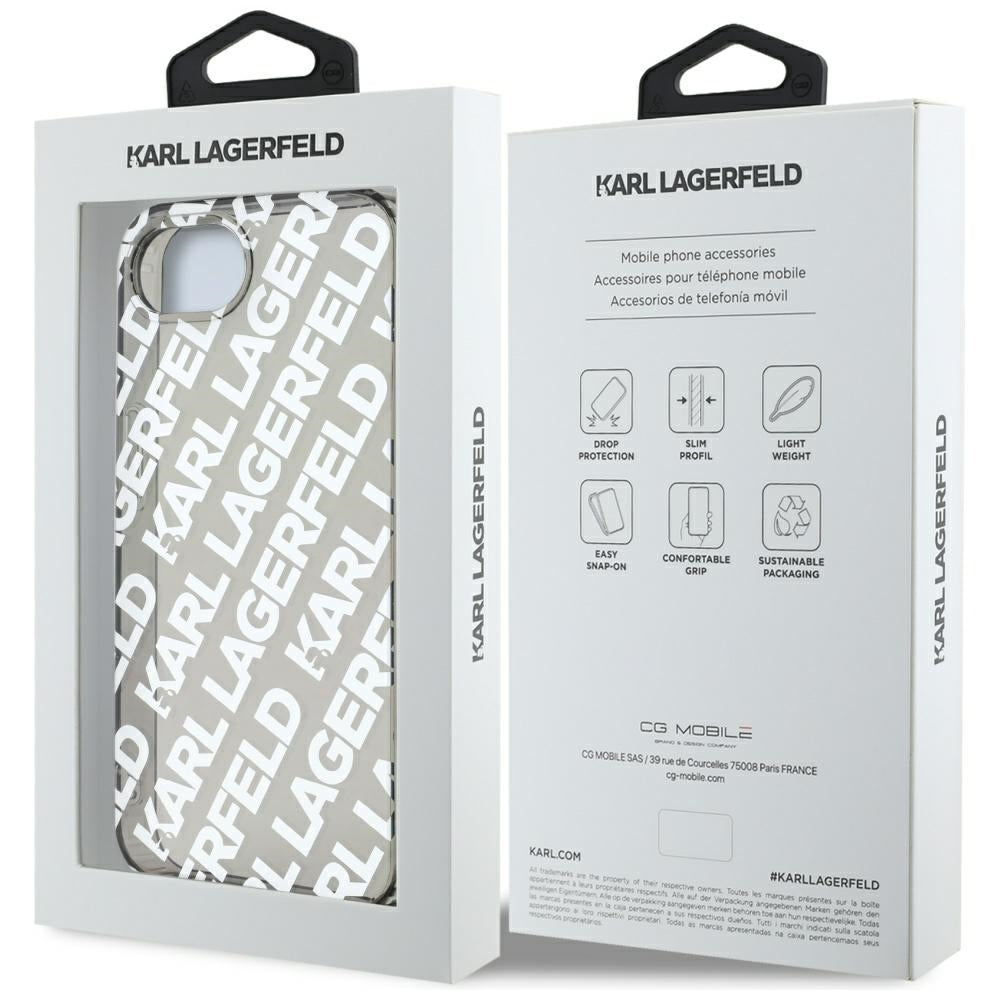 Kotelo Apple iPhone 17e / 16e, Karl Lagerfeld, IML Luxury Silver Fullover Logo, Hopea