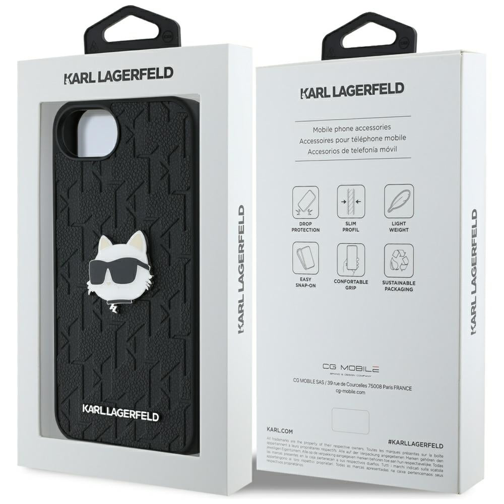 Kotelo Apple iPhone 17e / 16e, Karl Lagerfeld, Monogram Choupette's Head, Musta