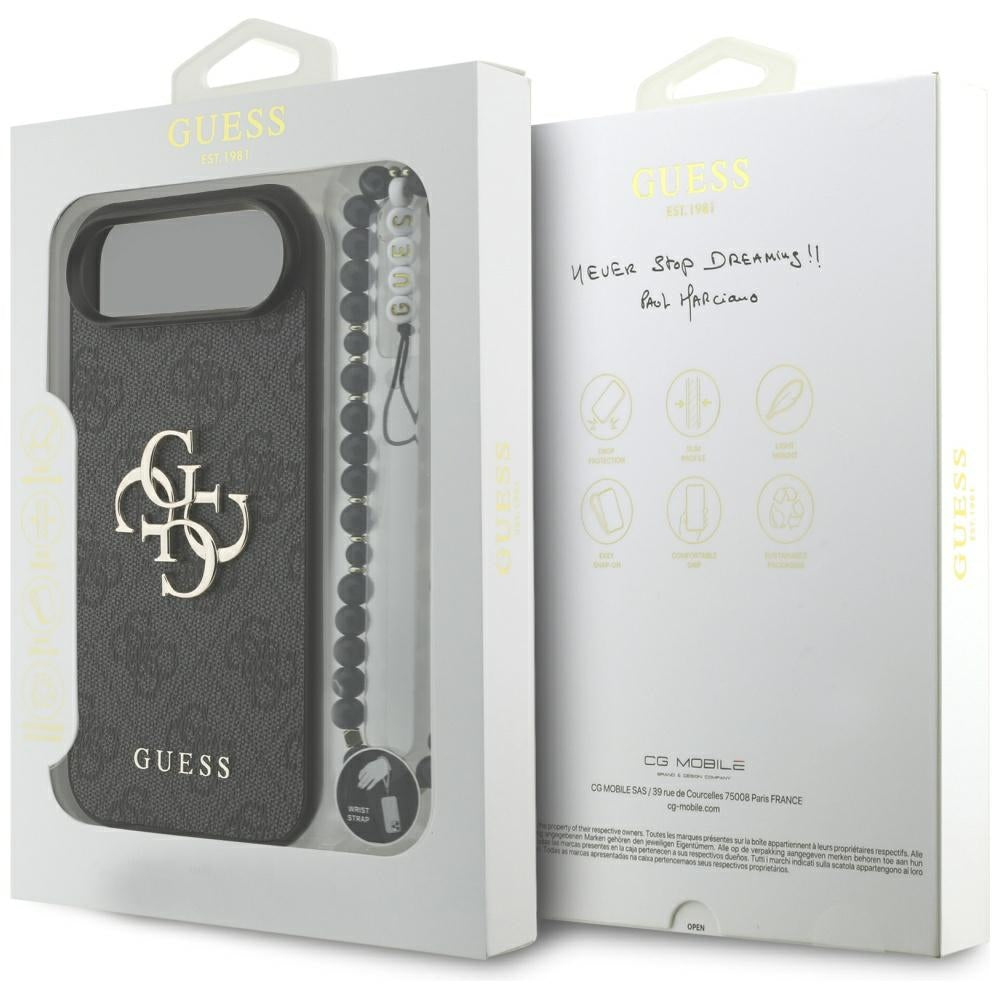 Suojakotelo Apple iPhone 17 Air, Guess, 4G Classic Logo with Strap, Musta