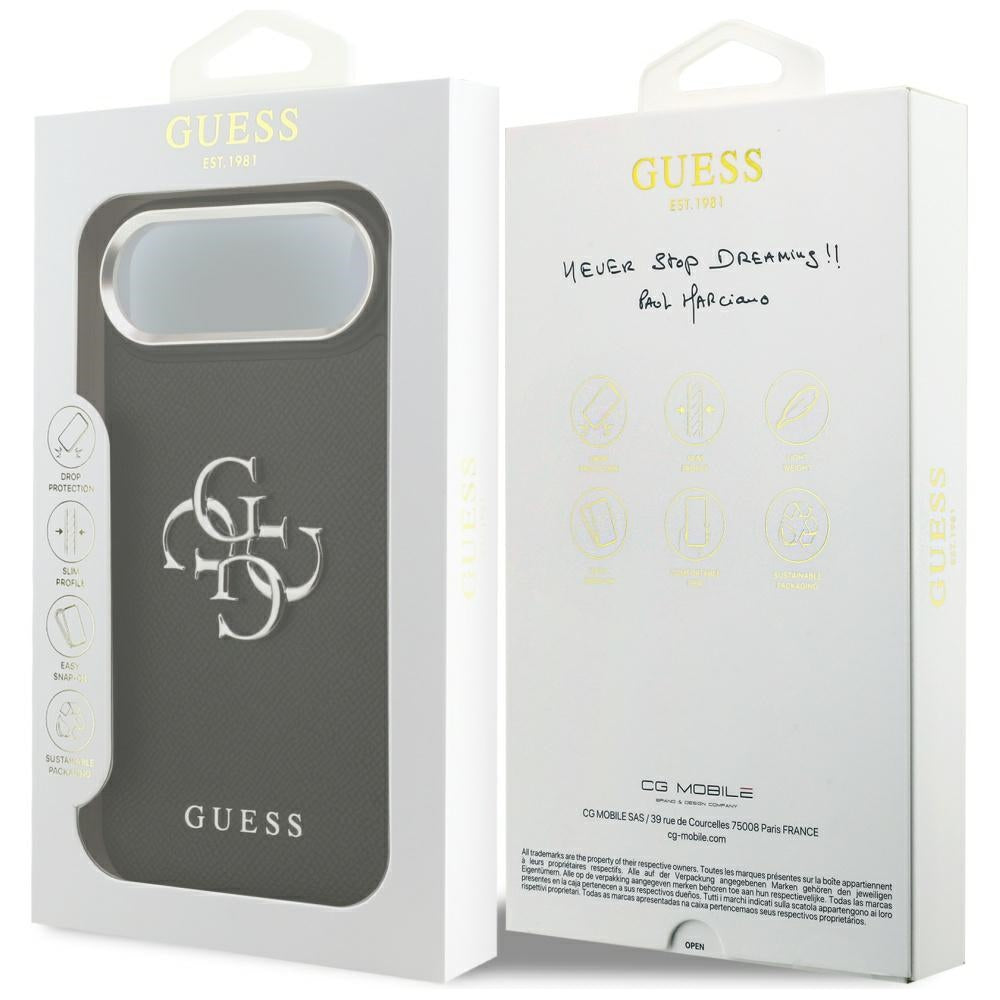 Suojakotelo Apple iPhone 17 Air, Guess, 4G Grained Big and Classic Logo, Musta Hopea