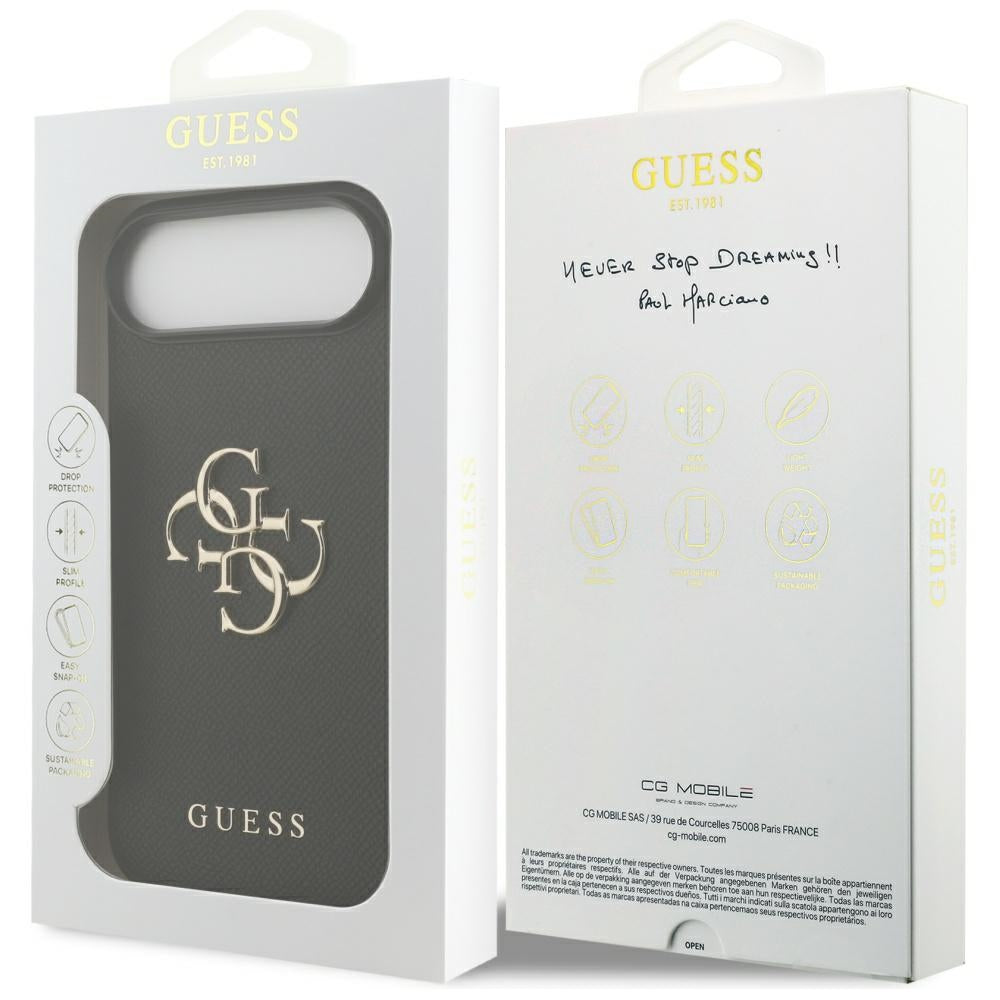 Suojakotelo Apple iPhone 17 Air, Guess, 4G Grained Big and Classic Logo, Musta