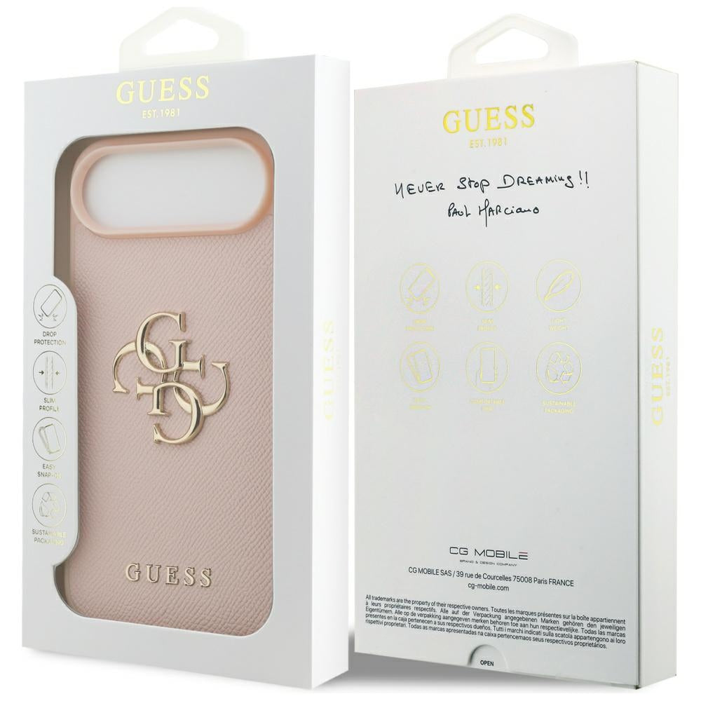 Suojakotelo Apple iPhone 17 Air, Guess, 4G Grained Big and Classic Logo, Pinkki