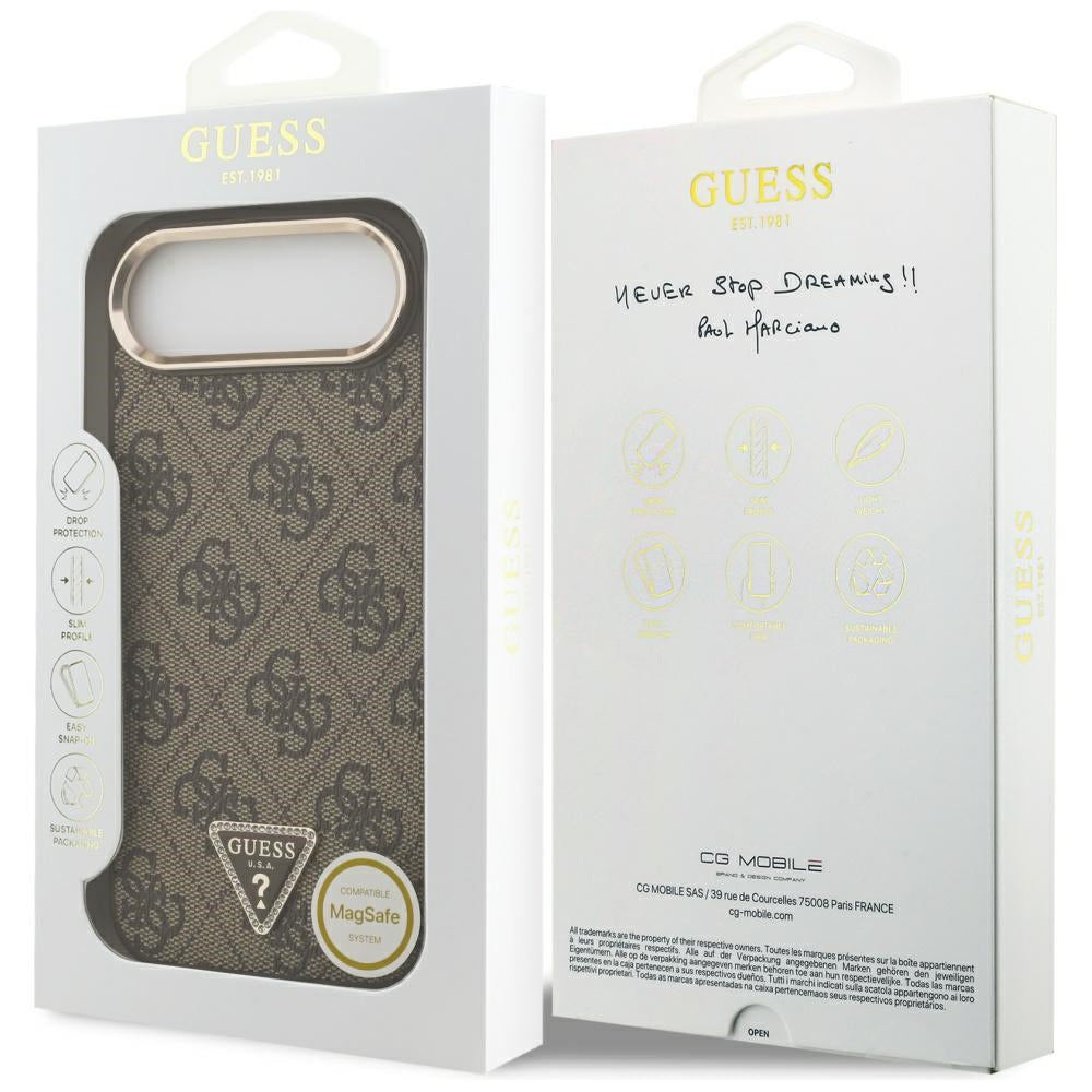 Kotelo Apple iPhone 17 Air:lle, Guess, 4G Triangle Logo, Kultainen Ruskea