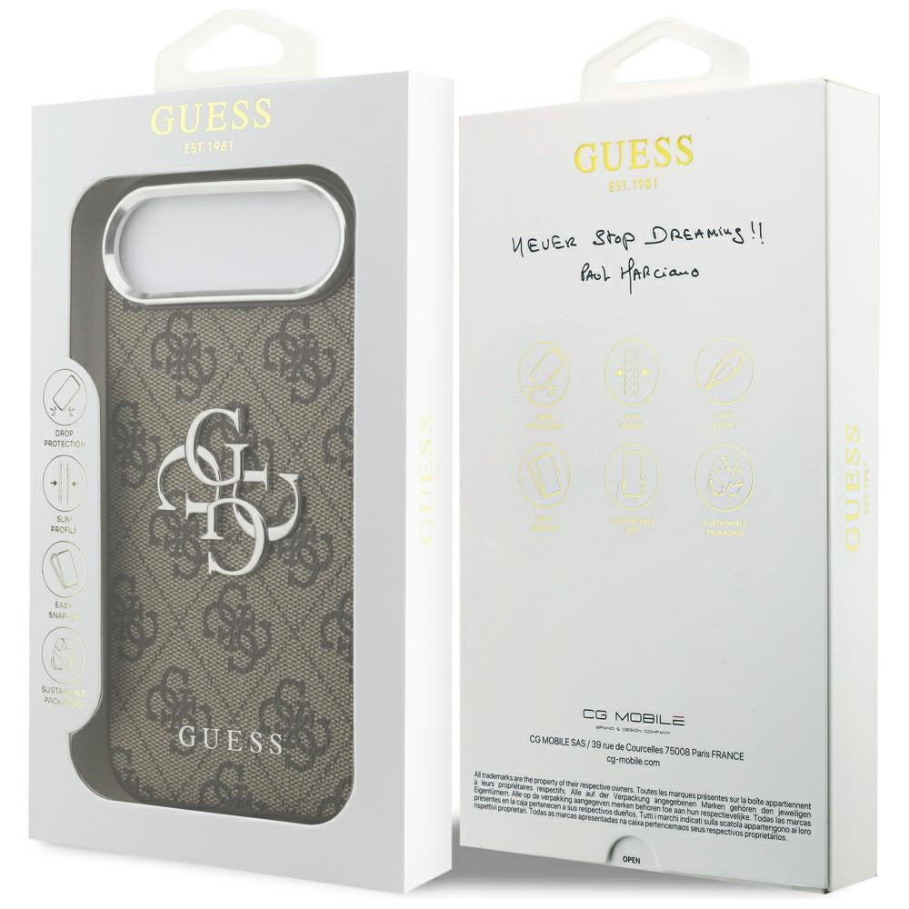 Suojakotelo Apple iPhone 17 Air, Guess, Big 4G Logo Classic, Ruskeahopea