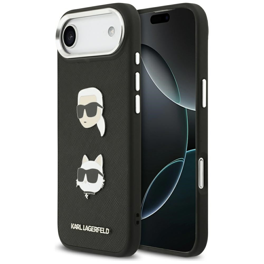 Kotelo Apple iPhone 17 Air:lle, Karl Lagerfeld, Grained Karl & Choupette's Heads Pins and Logo, Musta