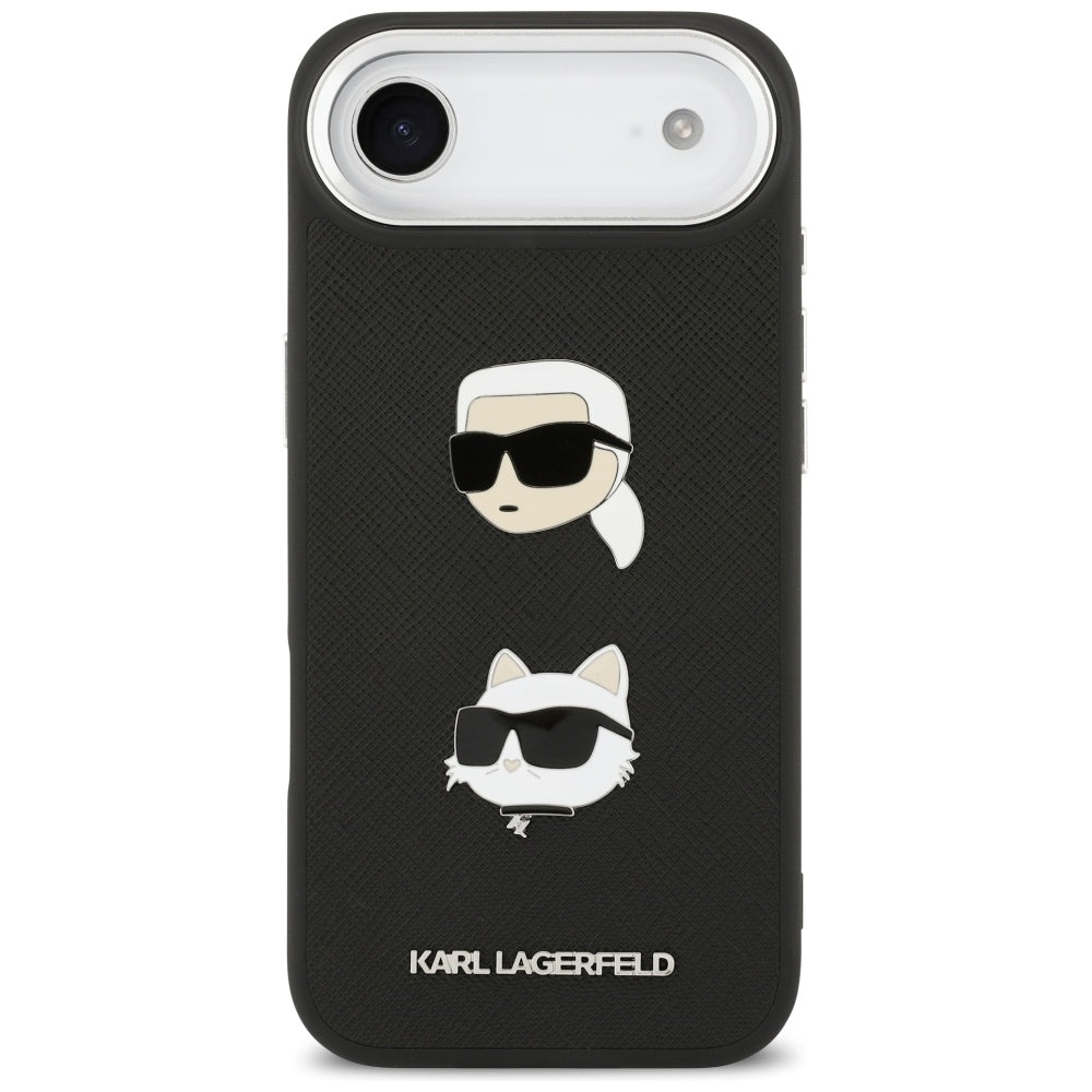 Kotelo Apple iPhone 17 Air:lle, Karl Lagerfeld, Grained Karl & Choupette's Heads Pins and Logo, Musta