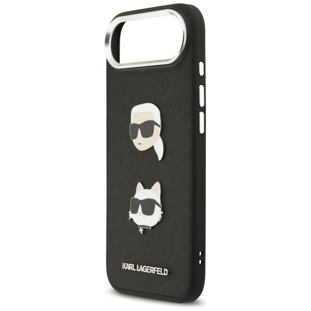 Kotelo Apple iPhone 17 Air:lle, Karl Lagerfeld, Grained Karl & Choupette's Heads Pins and Logo, Musta