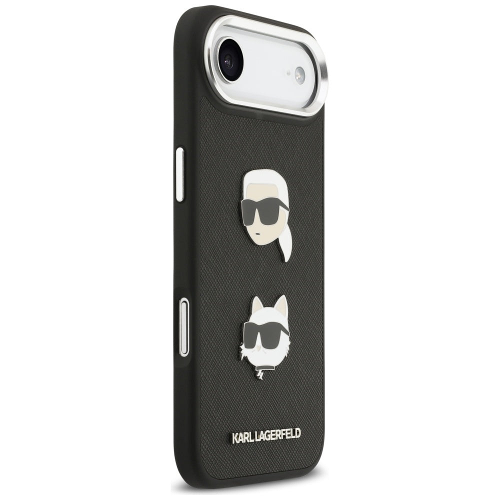 Kotelo Apple iPhone 17 Air:lle, Karl Lagerfeld, Grained Karl & Choupette's Heads Pins and Logo, Musta