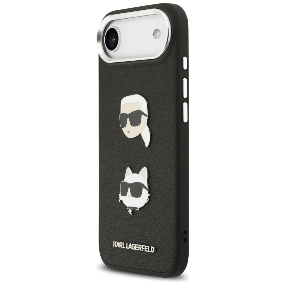 Kotelo Apple iPhone 17 Air:lle, Karl Lagerfeld, Grained Karl & Choupette's Heads Pins and Logo, Musta