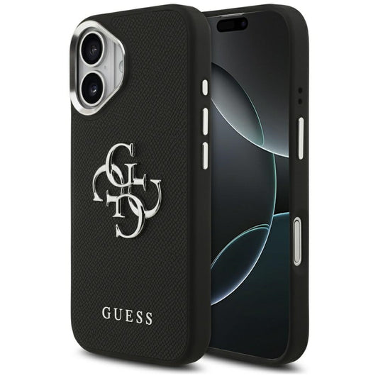 Kotelo Apple iPhone 17:lle, Guess, 4G Grained Big and Classic Logo, Musta Hopea
