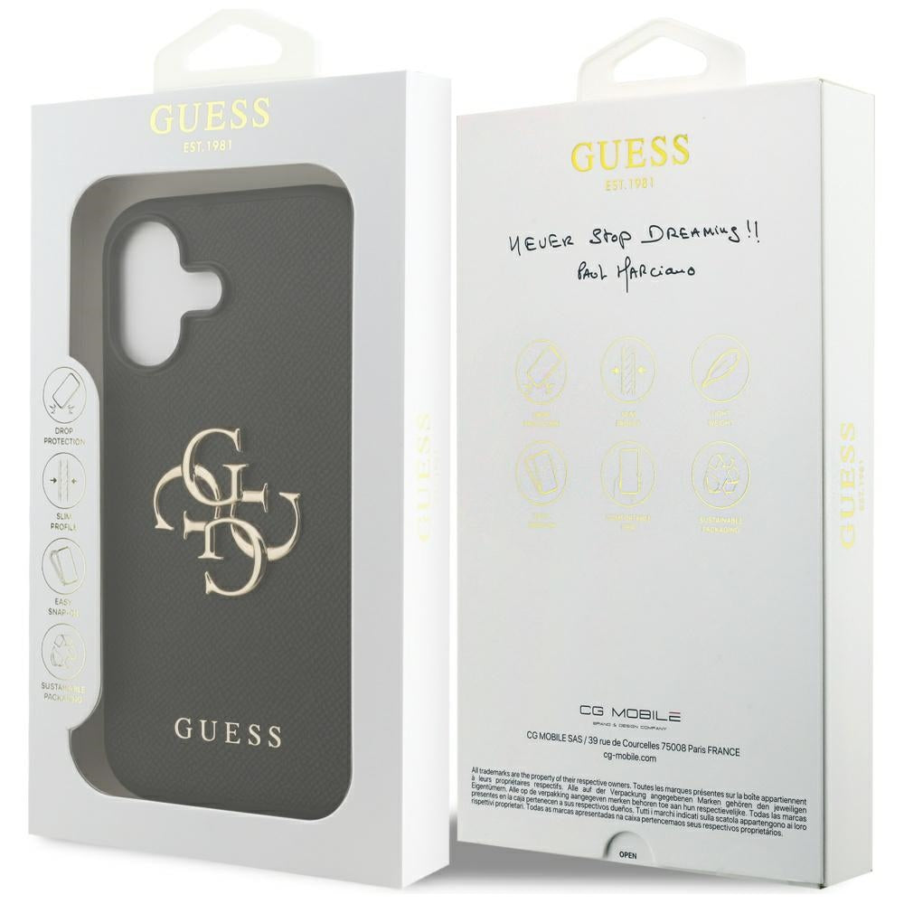 Suojakotelo Apple iPhone 17:lle, Guess, 4G Grained Big and Classic Logo, Musta