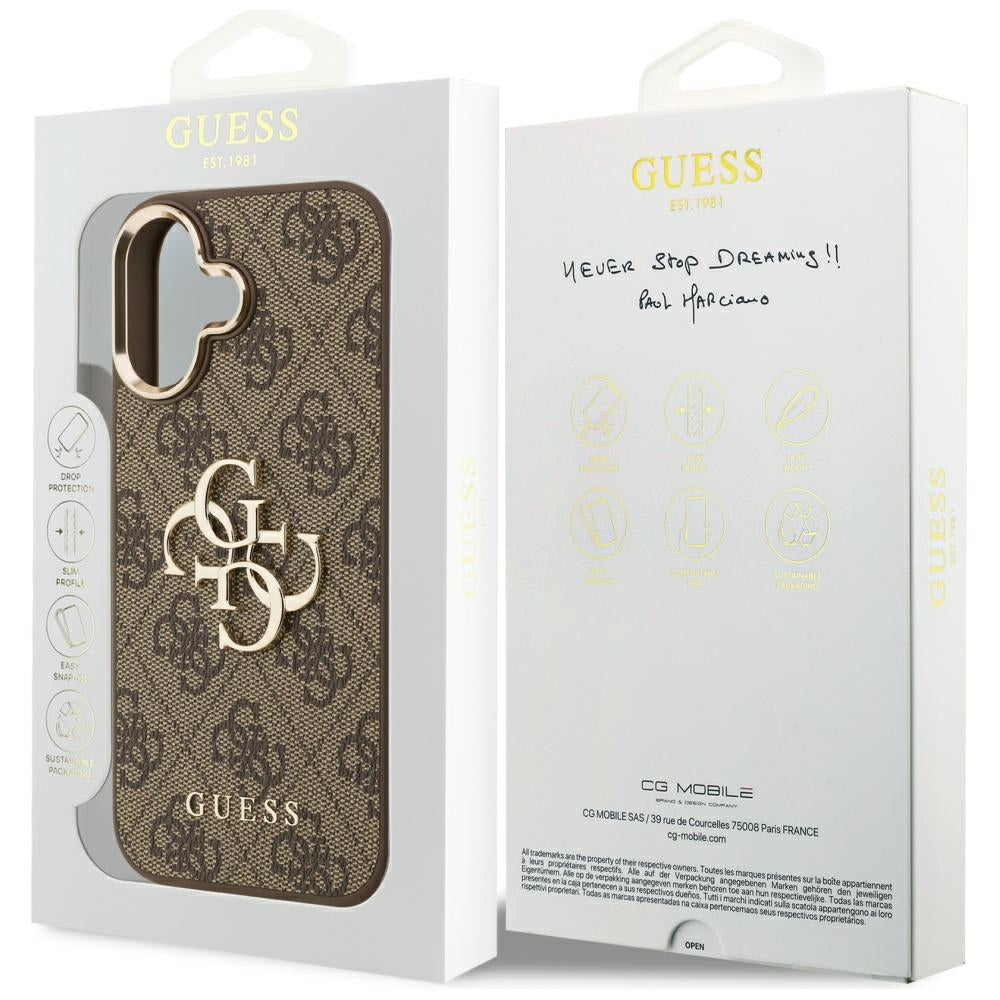 Suojakotelo Apple iPhone 17:lle, Guess, Big 4G Logo Classic, Kultainen Ruskea
