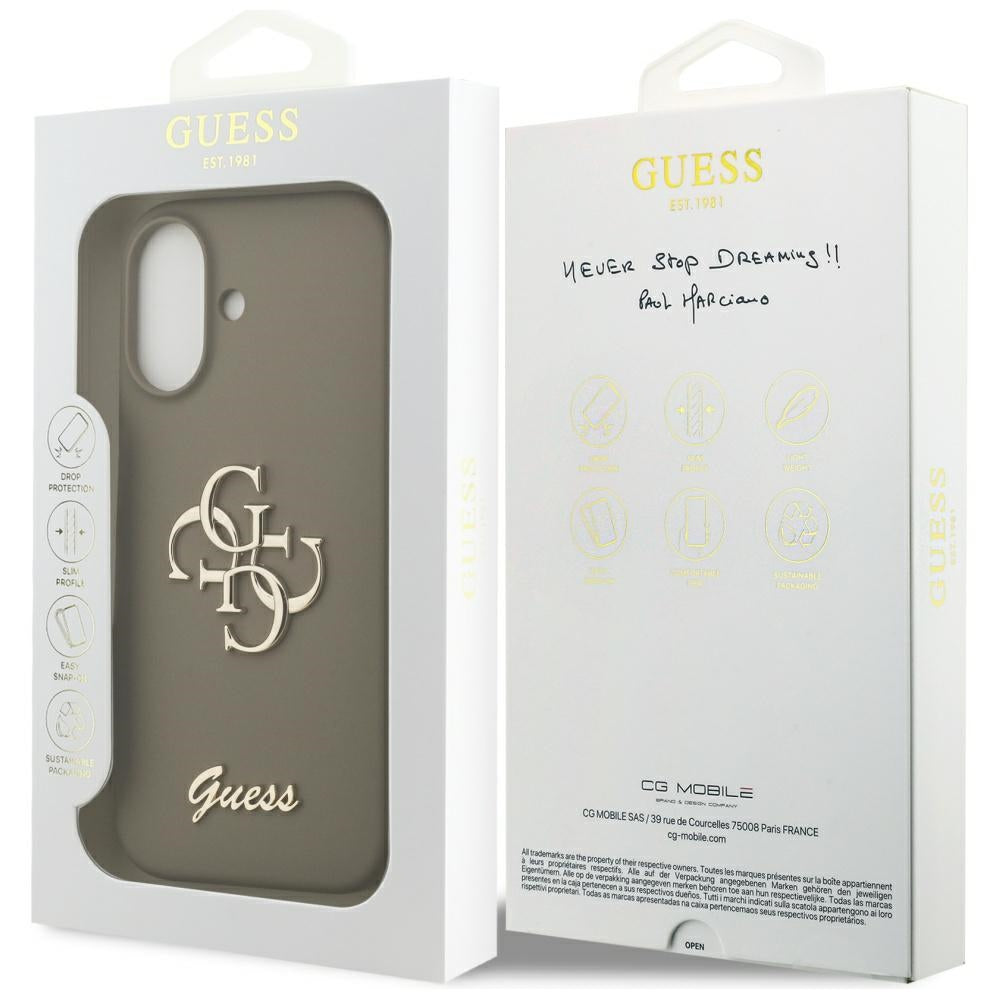 Kotelo Apple iPhone 17:lle, Guess, Big 4G Script, Ruskea