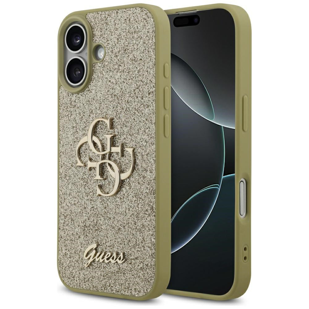 Suojakotelo Apple iPhone 17:lle, Guess, Fixed Glitter Big 4G, Kultainen
